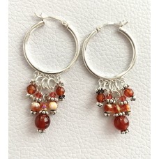 033 anneaux argent sterling, cornaline, agate de feu